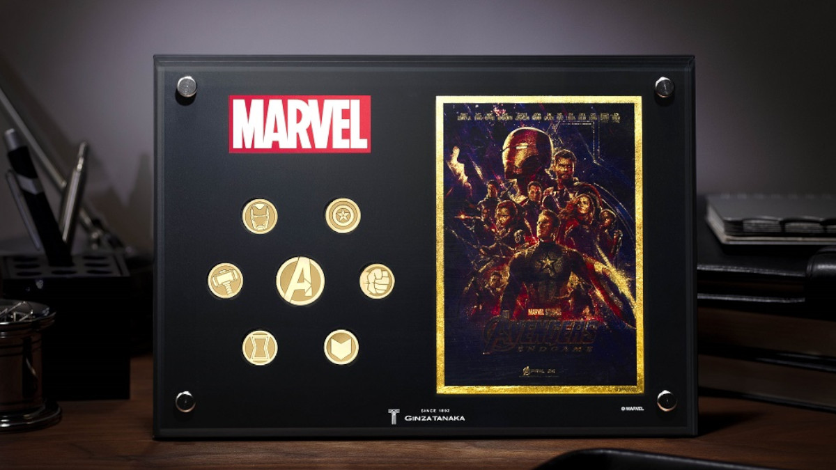 ギンザタナカ初のマーベルグッズ、映画「アベンジャーズ／エンドゲーム」をモチーフにした純金メダルが登場